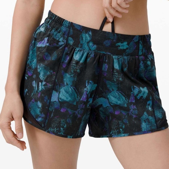 lululemon athletica Pants - lululemon Hotty Hot 4” Low Rise Lined Shorts Floral Shift Blue Multi / Black 12